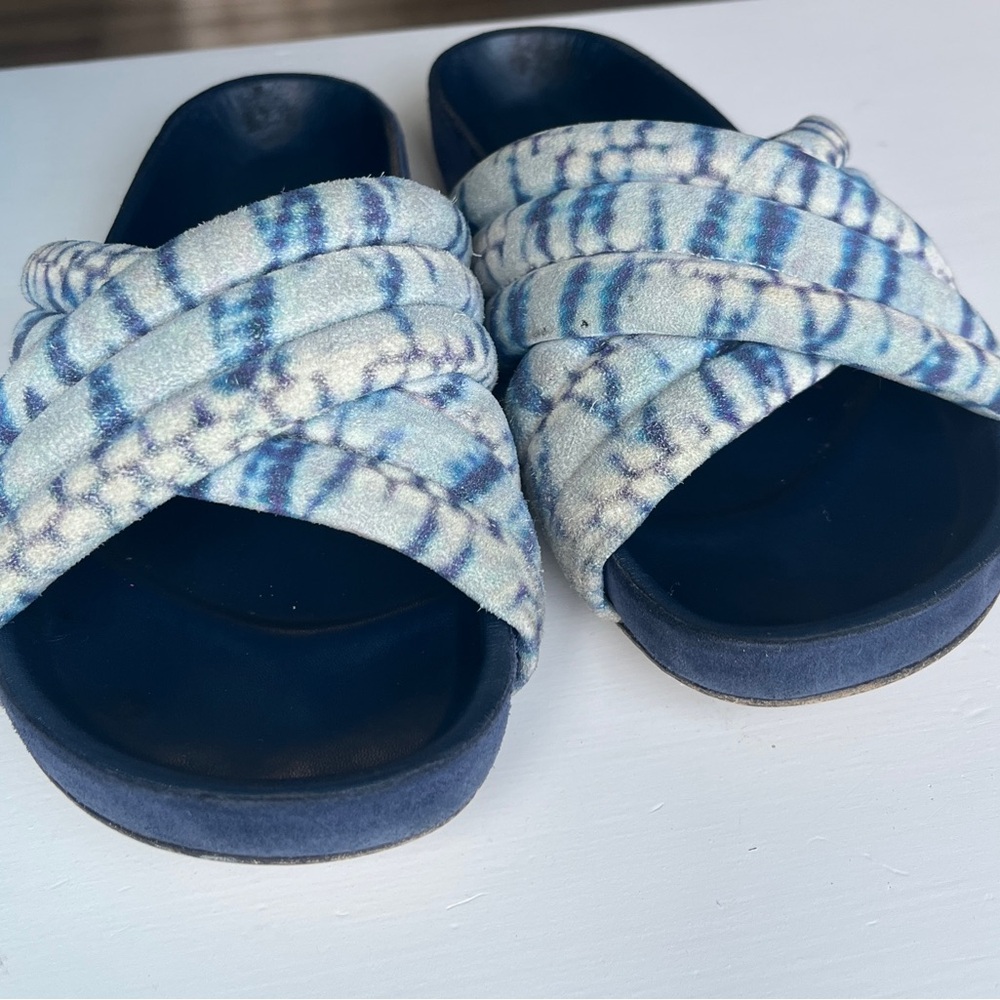 Isabel Marant Women’s Blue Tie-Dye Sandals Slip Ons 8